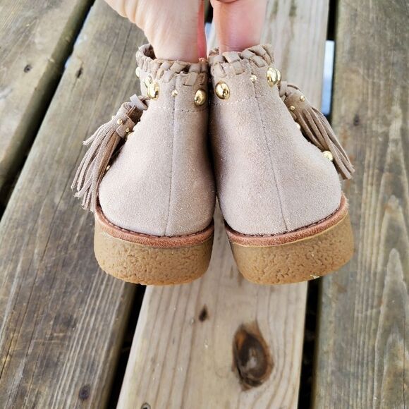 Kate Spade Bowie Desert Tan Suede Leather Fringe Tassel Zip Ankle Boot Booties - Picture 7 of 10